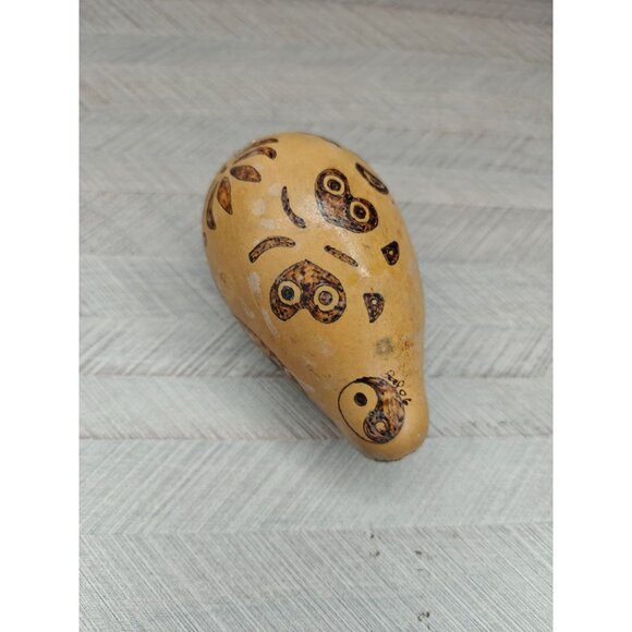 Handpainted Gourd Ornament Burned Etched Designs Butterfly Ladybug Hanging 4.5" - Picture 3 of 9